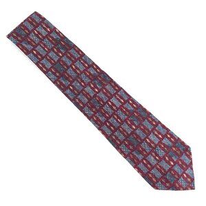 Louis Feraud Men Necktie 100% Silk Red Blue Size 60x4 - NWOT - Italy